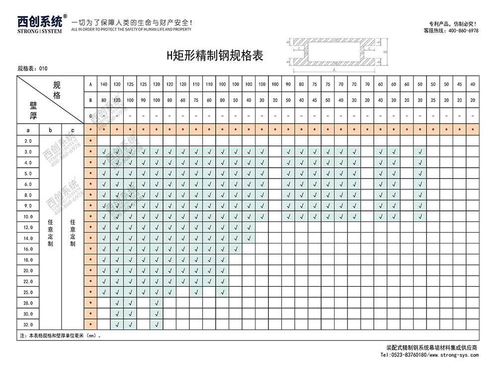 《最新規(guī)格型號(hào)一覽表》西創(chuàng)系統(tǒng)裝配式精制鋼直角方管精致鋼尖角方管（包含高精鋼、精密鋼、精細(xì)鋼）(圖11)